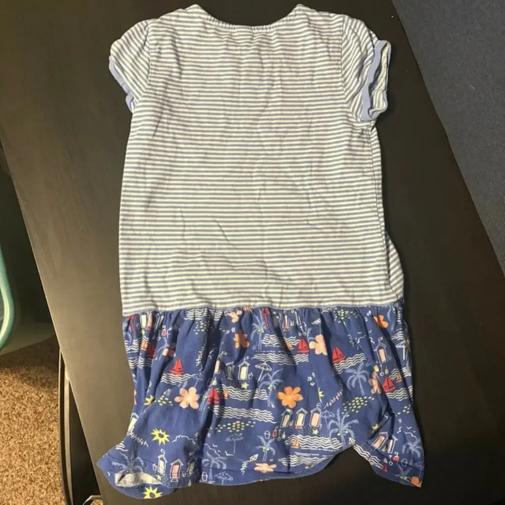 Gymboree Girls sz L (10-12) Romper Blue White Beach Ocean